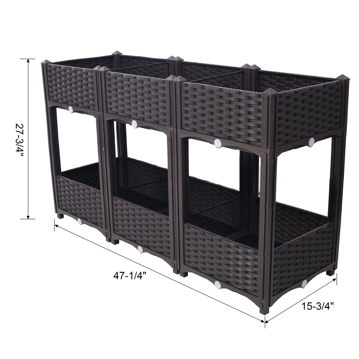 47.2"x15.7"x27.7" Elevated Planter Garden Box with Drainage Plug Raised Beds for Vegetable/Flower/Herb Outdoor Standing Gardening Kit - Brown - Fab Heavy Parts