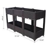 47.2"x15.7"x27.7" Elevated Planter Garden Box with Drainage Plug Raised Beds for Vegetable/Flower/Herb Outdoor Standing Gardening Kit - Brown - Fab Heavy Parts