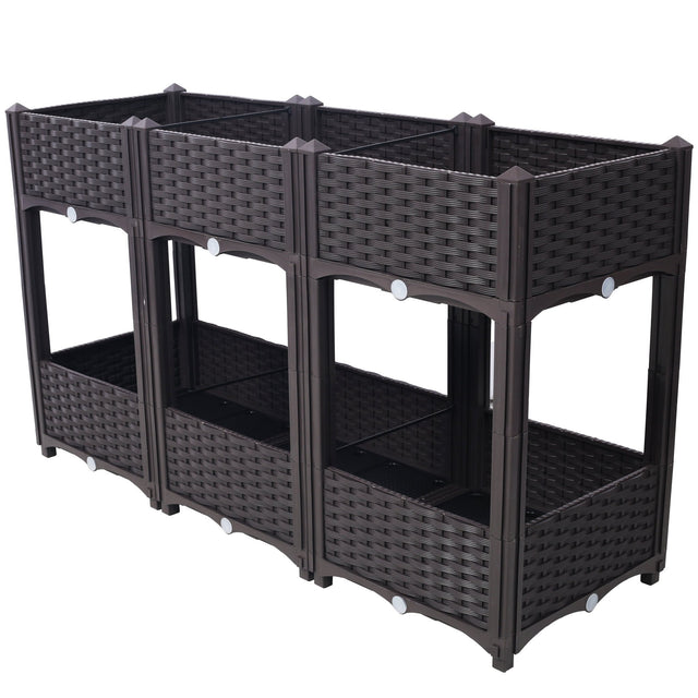 47.2"x15.7"x27.7" Elevated Planter Garden Box with Drainage Plug Raised Beds for Vegetable/Flower/Herb Outdoor Standing Gardening Kit - Brown - Fab Heavy Parts