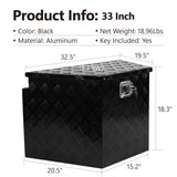 Heavy Duty Diamond Plate Aluminum Trailer Tongue Box with Seal Lock & Keys Black 32.5"x20.5"x18.3"