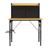 48'' Adjustable Wooden Workbench with Pegboard and Wheels with AC/USB Outlet Hooks Shelf Heavy Duty 1600 lb. Capacity - Fab Heavy Parts