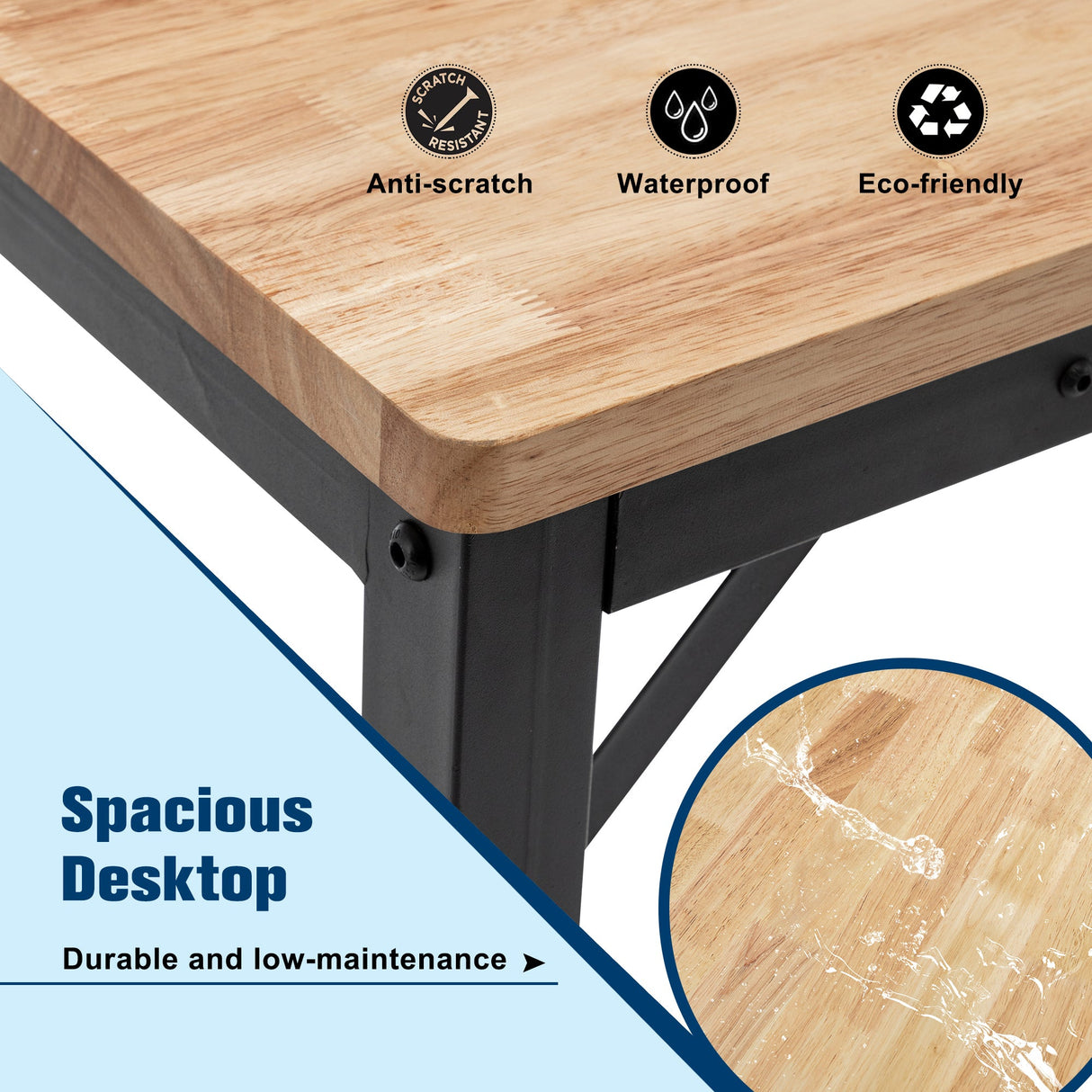 48' Heavy - Duty Adjustable Workbench Wood W/Rubber Pads 2000 Lbs Capacity - Fab Heavy Parts