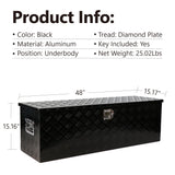 48 Inch Truck Box Heavy Duty Aluminum Stripes Plated Tool Long Box with Lock and Key 48"×15.2"×15.2" - Fab Heavy Parts
