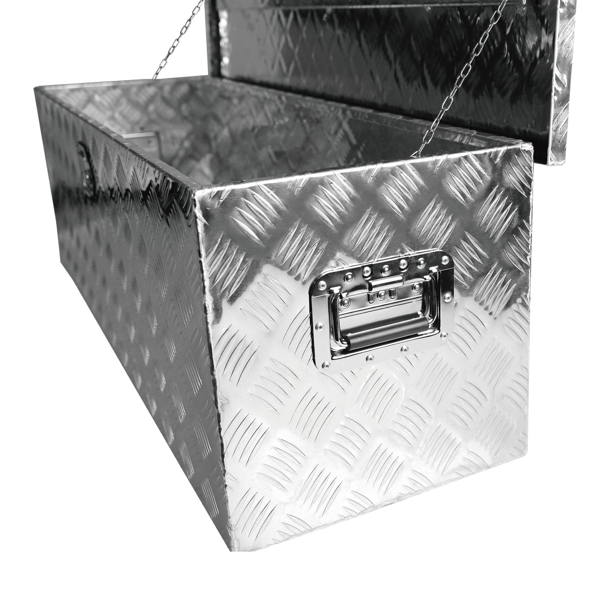 48 Inch Truck Box Heavy Duty Silver Aluminum Stripes Plated Long Tool Box Waterproof with Lock and Key 48"×15.2"×15.2" - Fab Heavy Parts