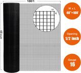 48 inch×100 ft Black Vinyl Coated Hardware Cloth 16 Gauge 1/2 inch Welded Wire Fence - Fab Heavy Parts