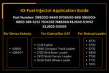 4X Kraftstoffeinspritzer 1J500-53050 Passend für Kubota V3800 Motor M100 M8560 Lader SVL90-2