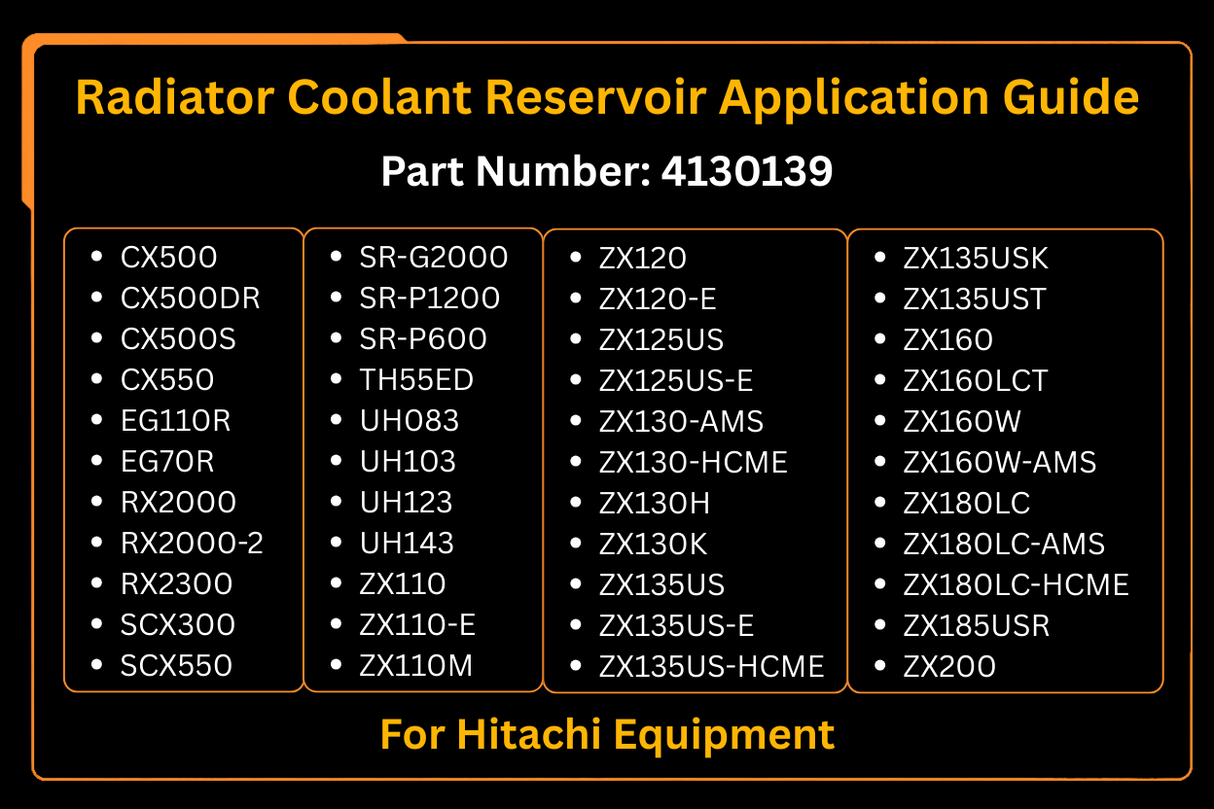 New Radiator Coolant Reservoir 4130139 for Hitachi EX120-5 EX100-3 EX200-5 EX350-5 Fits for John Deere 270C LC