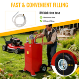 30 Gallon Gas Caddy With Wheels Reversible Rotary Hand Siphon Pump Storage--Red