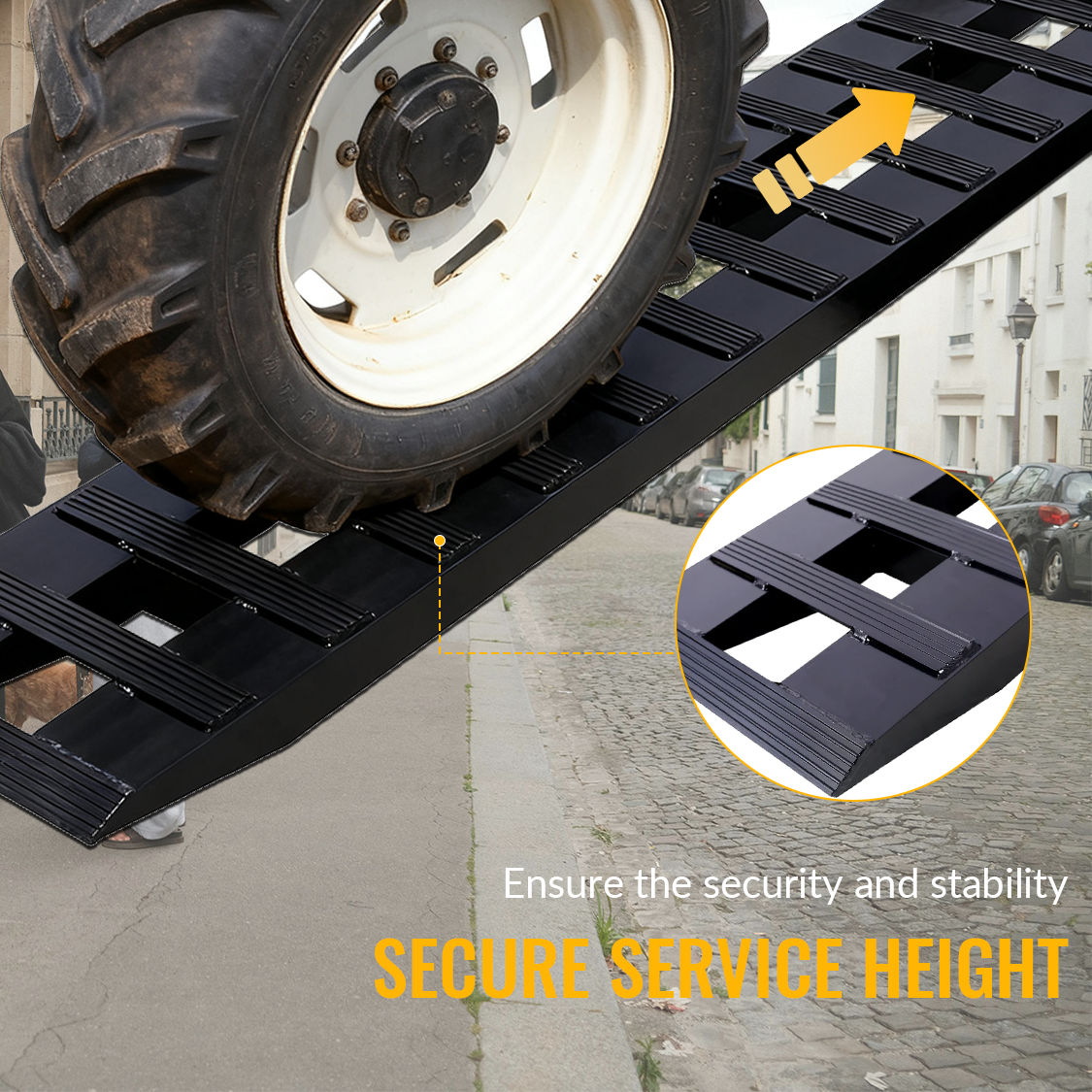 Rampas de servicio pesado de 1 par con extremo de fijación con gancho superior, carga universal 84" incógnita 14" 8800 libras de aluminio negro