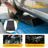 Paquete de 4 rampas protectoras para neumáticos de coche, diseño de plástico duro antideslizante con bolsa de transporte, color negro