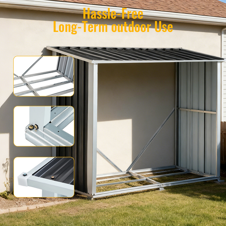 Log Storage Shed with Roof Firewood Rack Anthracite Galvanized Steel 70.9"