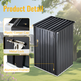 3 x 3 FT Outdoor Storage Shed with Single Lockable Door Metal Steel--Dark Gray