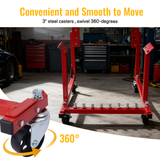 Cuna del motor con ruedas Chevy Small Block y Big Block Powder Coat 3in Heshy Services 1000 Lbs Capacidad-Red