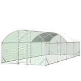 26'x9'x6' Large Metal Walk-in Chicken Coop with Waterproof Cover