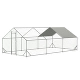 10' L x 20' W x 6.56' H Large Metal Walk-in Chicken Coop Galvanized Wire with Waterproof and Anti-Ultraviolet Cover
