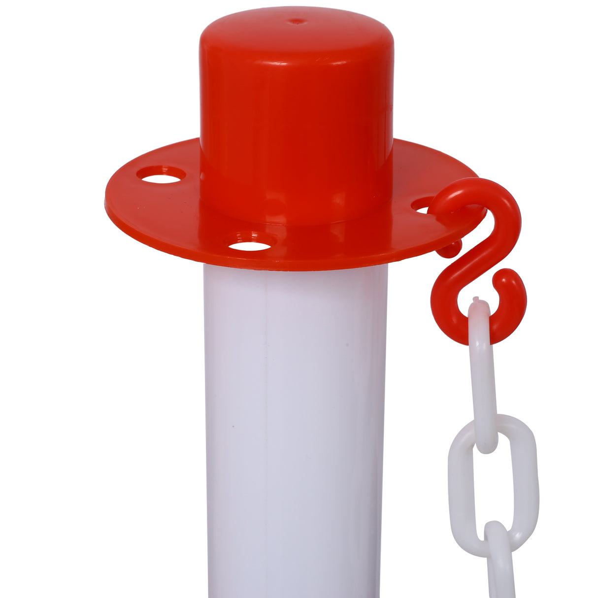 12 Pack Traffic Delineator Post Cones with Fillable Base Adjustable Safety Barrier with 5Ft Plastic Chain--White+Red