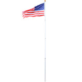 16FT Telescopic Sectional Flag Pole Kit Extra Thick Heavy Duty Aluminum Inground with Topper Balls