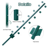 4Feet 10Pack Heavy Duty Metal Fence Post with U - Channel Steel U - Post for Holding Garden Wire Corner Anchor - Green - Fab Heavy Parts