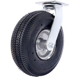 4PCS 10IN Pneumatic Tire(2PCS Swivel +2PCS Rigid) Caster Wheel Swivel Plate Steel Hub with Ball Bearings 5/8 - Inch Bore Centered Axle Black - Fab Heavy Parts