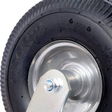 4PCS 10IN Pneumatic Tire(2PCS Swivel +2PCS Rigid) Caster Wheel Swivel Plate Steel Hub with Ball Bearings 5/8 - Inch Bore Centered Axle Black - Fab Heavy Parts