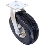 4PCS 10IN Pneumatic Tire(2PCS Swivel +2PCS Rigid) Caster Wheel Swivel Plate Steel Hub with Ball Bearings 5/8 - Inch Bore Centered Axle Black - Fab Heavy Parts