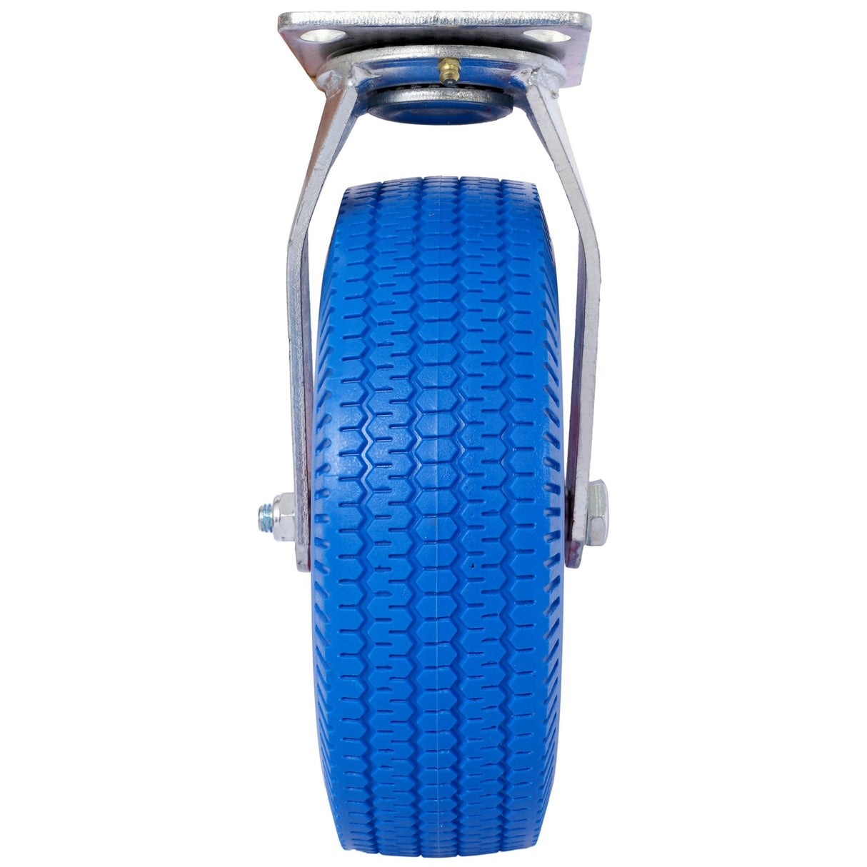 4PCS 10IN X - Large Flat Free Caster Wheel (2PCS Swivel+2PCS Rigid) Swivel Plate Steel Hub with Ball Bearings 5/8 - Inch Bore Centered Axle Blue - Fab Heavy Parts