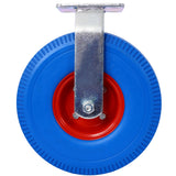 4PCS 10IN X - Large Flat Free Caster Wheel (2PCS Swivel+2PCS Rigid) Swivel Plate Steel Hub with Ball Bearings 5/8 - Inch Bore Centered Axle Blue - Fab Heavy Parts