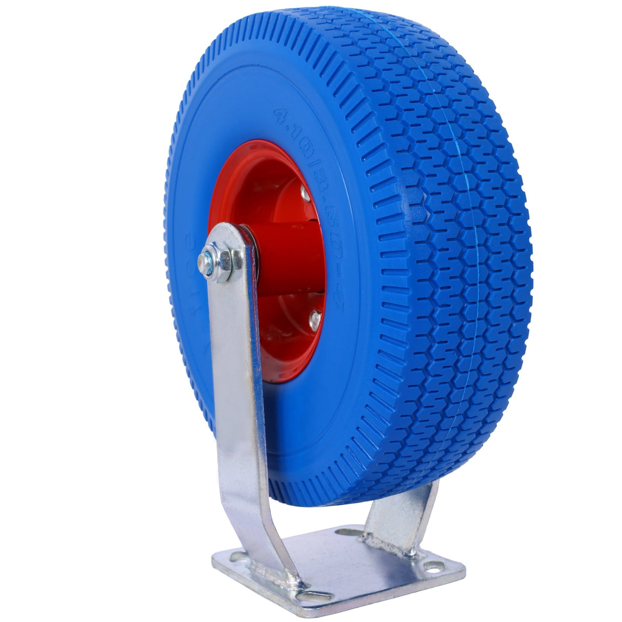4PCS 10IN X - Large Flat Free Caster Wheel (2PCS Swivel+2PCS Rigid) Swivel Plate Steel Hub with Ball Bearings 5/8 - Inch Bore Centered Axle Blue - Fab Heavy Parts