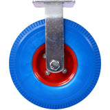 4PCS 10IN X - Large Flat Free Caster Wheel (2PCS Swivel+2PCS Rigid) Swivel Plate Steel Hub with Ball Bearings 5/8 - Inch Bore Centered Axle Blue - Fab Heavy Parts