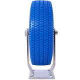 4PCS 10IN X - Large Flat Free Caster Wheel (2PCS Swivel+2PCS Rigid) Swivel Plate Steel Hub with Ball Bearings 5/8 - Inch Bore Centered Axle Blue - Fab Heavy Parts