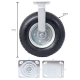 4PCS 12IN Pneumatic Pire(2PCS Swivel +2PCS Rigid) Caster Wheel Swivel Plate Steel Hub with Ball Bearings 5/8 - Inch Bore Centered Axle Black - Fab Heavy Parts