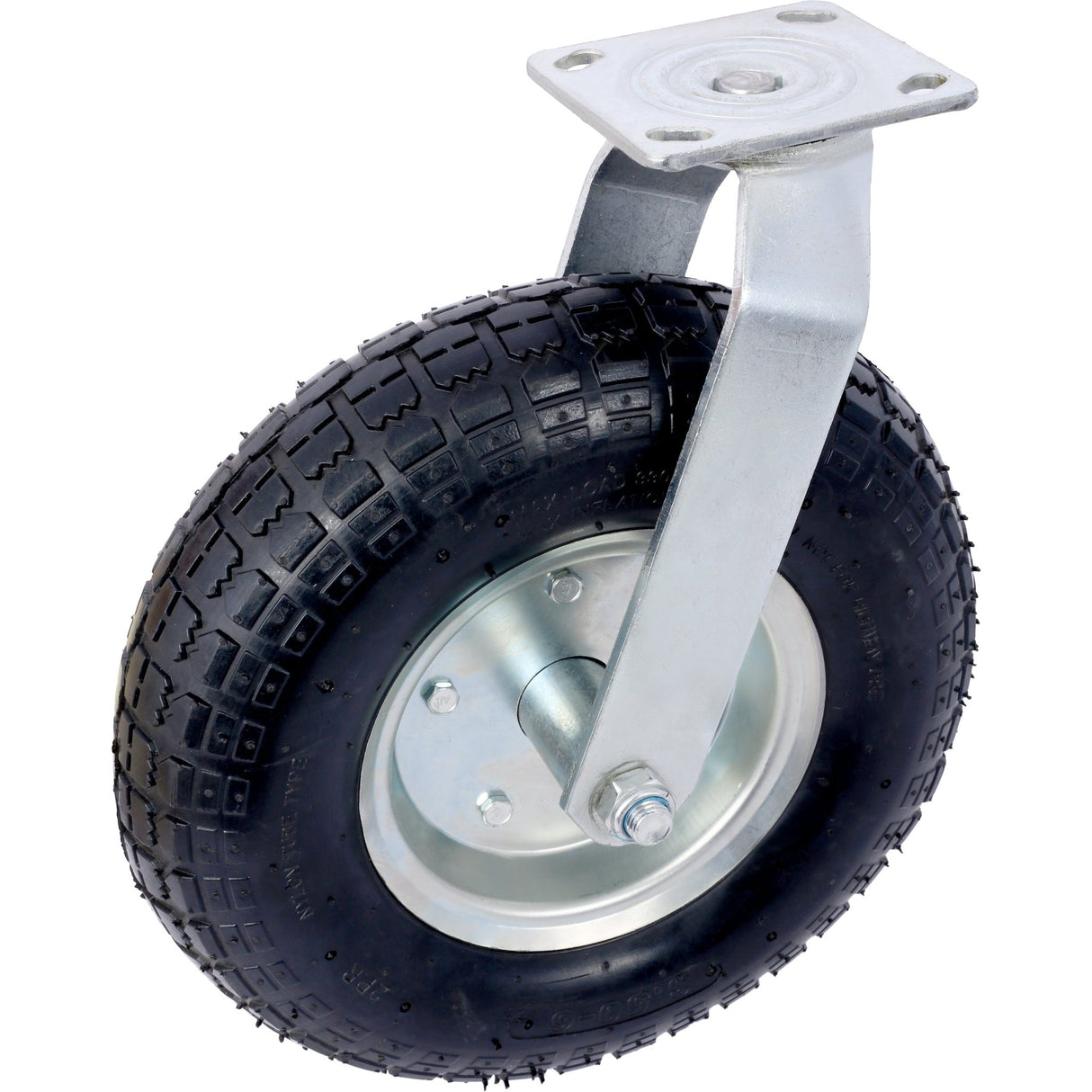4PCS 12IN Pneumatic Pire(2PCS Swivel +2PCS Rigid) Caster Wheel Swivel Plate Steel Hub with Ball Bearings 5/8 - Inch Bore Centered Axle Black - Fab Heavy Parts