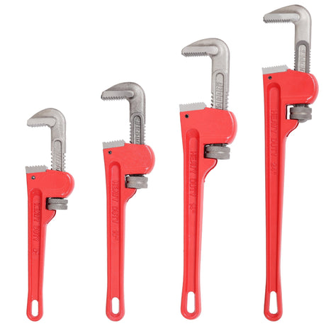 4Pcs 8&10&14&24 - inch Straight Heavy Duty Pipe Wrench Set Adjustable Alloy Steel Grip - Fab Heavy Parts