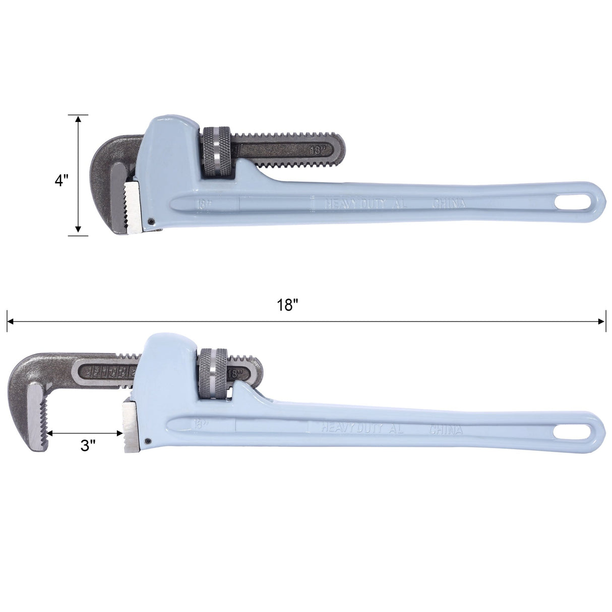 4PCS Aluminium Pipe Wrench Adjustable Jaw Plumbing Pipe Wrench (10" 14" 18" 24" inch) Pipe Wrench Set - Fab Heavy Parts
