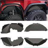 4PCS Black Front & Rear Inner Fender Liners Compatible with 2007-2018 Jeep Wrangler JK & JKU Unlimited (2/4 Doors) Steel Fenders Flares - Fab Heavy Parts