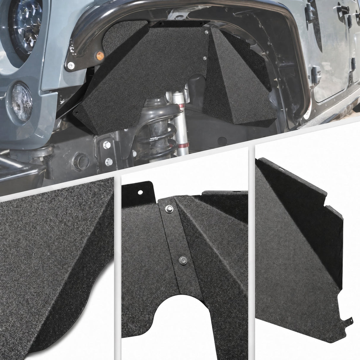 4PCS Black Front & Rear Inner Fender Liners Compatible with 2007-2018 Jeep Wrangler JK & JKU Unlimited (2/4 Doors) Steel Fenders Flares - Fab Heavy Parts