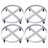 4Pcs Drum Dolly for 55 Gallon Barrel with 4 Swivel Caster Wheels Heavy Duty Steel Frame Cart with Brake - Fab Heavy Parts