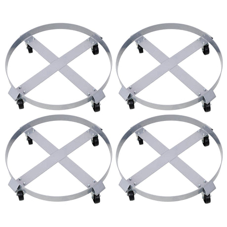 4Pcs Drum Dolly for 55 Gallon Barrel with 4 Swivel Caster Wheels Heavy Duty Steel Frame Cart with Brake - Fab Heavy Parts