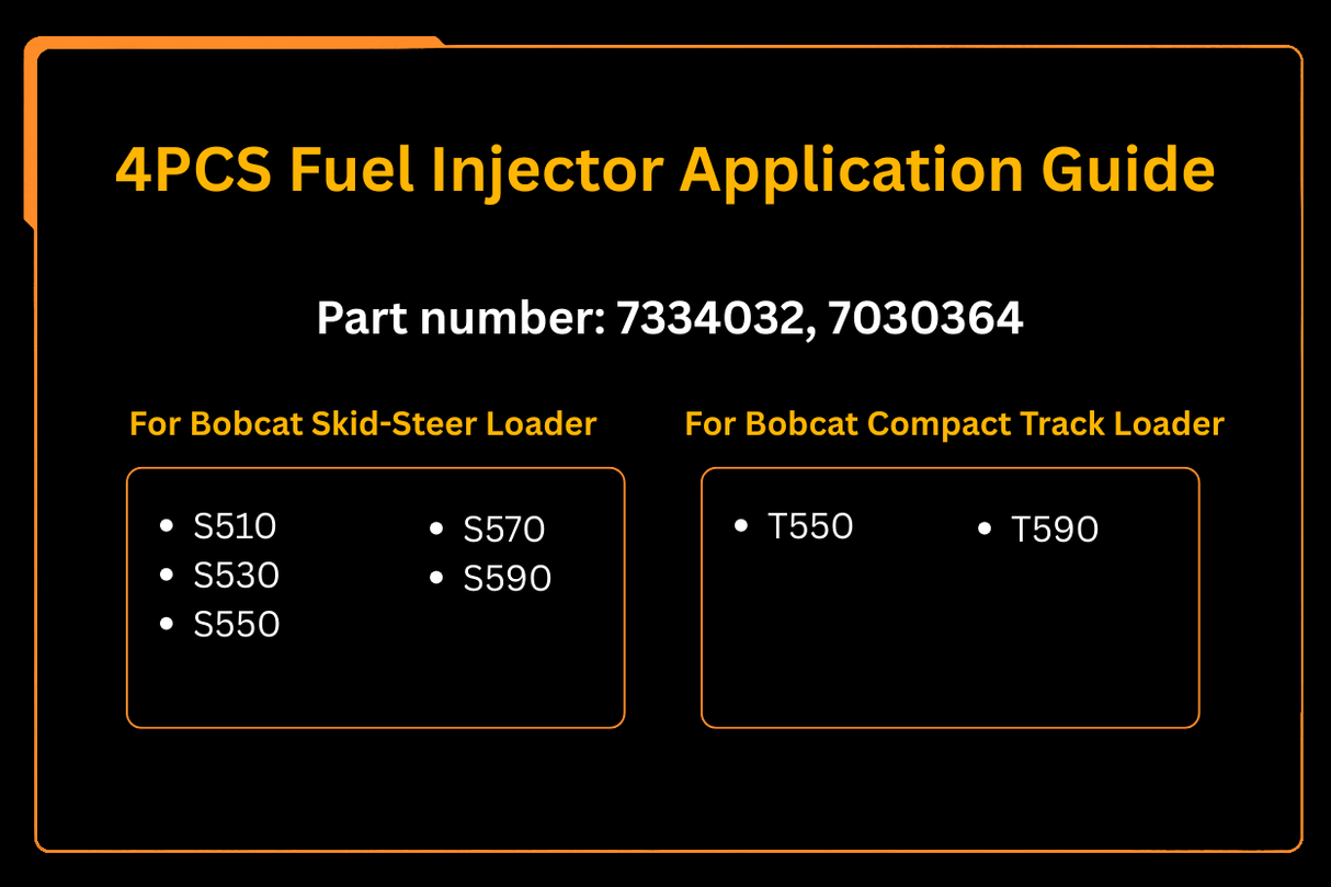 4PCS Fuel Injector 7334032 7030364 Aftermarket Replacement For Bobcat Loader S510 S530 S550 S570 S590 T550 T590 - Fab Heavy Parts