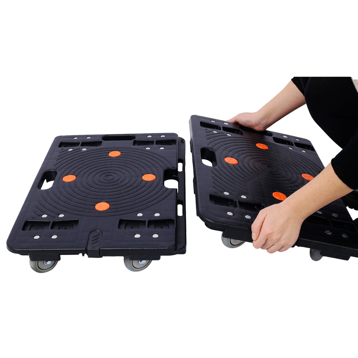 4Pcs Heavy Duty Interlocking Moving Dolly with 4 Wheels 23.6 x 15.7 Inch 330 Lbs Capacity Each Count - Fab Heavy Parts