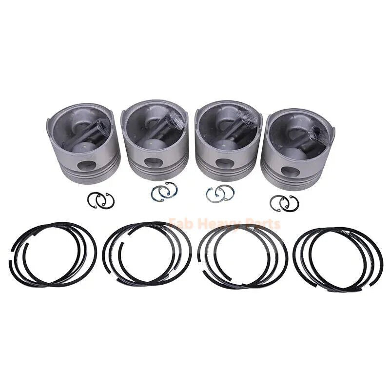 4X STD 82mm Piston Kit W/ Ring 19227 - 2105 15201 - 21110 Fits for Kubota Engine V1702 V1702B V1702T V1702E - Fab Heavy Parts