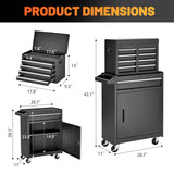 5 - Drawer Rolling Tool Storage Cabinet with 154pcs Tools Metal - Black - Fab Heavy Parts