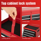 5 - Drawer Rolling Tool Storage Cabinet with Detachable Top Tool Box Liner Universal Lockable Wheels Adjustable Shelf Locking Mechanism - Red - Fab Heavy Parts