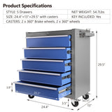 5 Drawers Rolling Tool Chest Box with Wheels Portable Organizer for Garage Workshop Home Crafts Use - Fab Heavy Parts