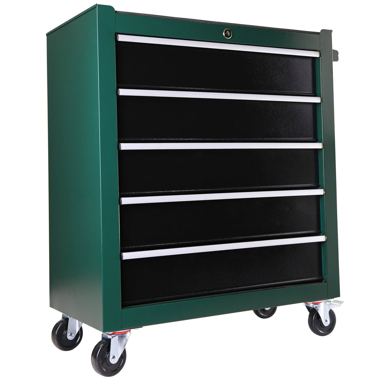 5 - Drawers Rolling Tool Chest Cabinet with Keyed Locking System - Green - Fab Heavy Parts