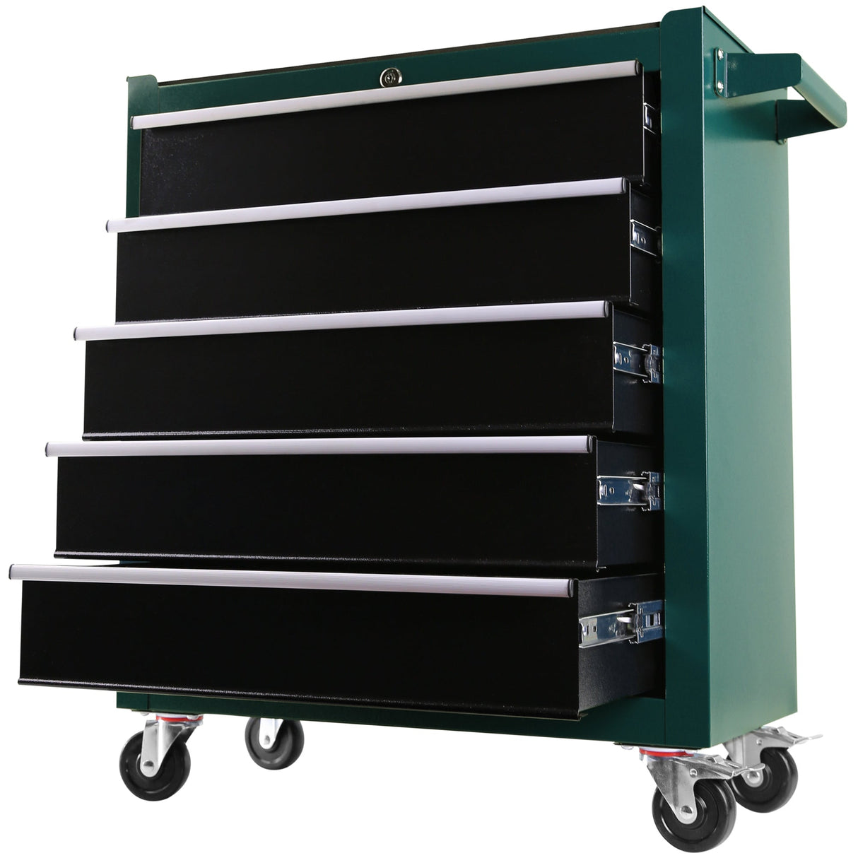 5 - Drawers Rolling Tool Chest Cabinet with Keyed Locking System - Green - Fab Heavy Parts
