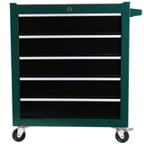 5 - Drawers Rolling Tool Chest Cabinet with Keyed Locking System - Green - Fab Heavy Parts