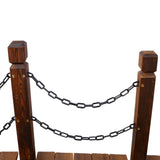 5 FT Wooden Garden Bridge Stained Wood Arc Footbridge with Chain Railings Easy to Assemble - Brown - Fab Heavy Parts