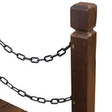 5 FT Wooden Garden Bridge Stained Wood Arc Footbridge with Chain Railings Easy to Assemble - Brown - Fab Heavy Parts