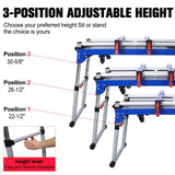 5 - in - 1 Portable Workbench with Detachable Miter Saw Stand & Height Adjustable Legs Scaffold/Dolly/Creeper/Platform - Fab Heavy Parts